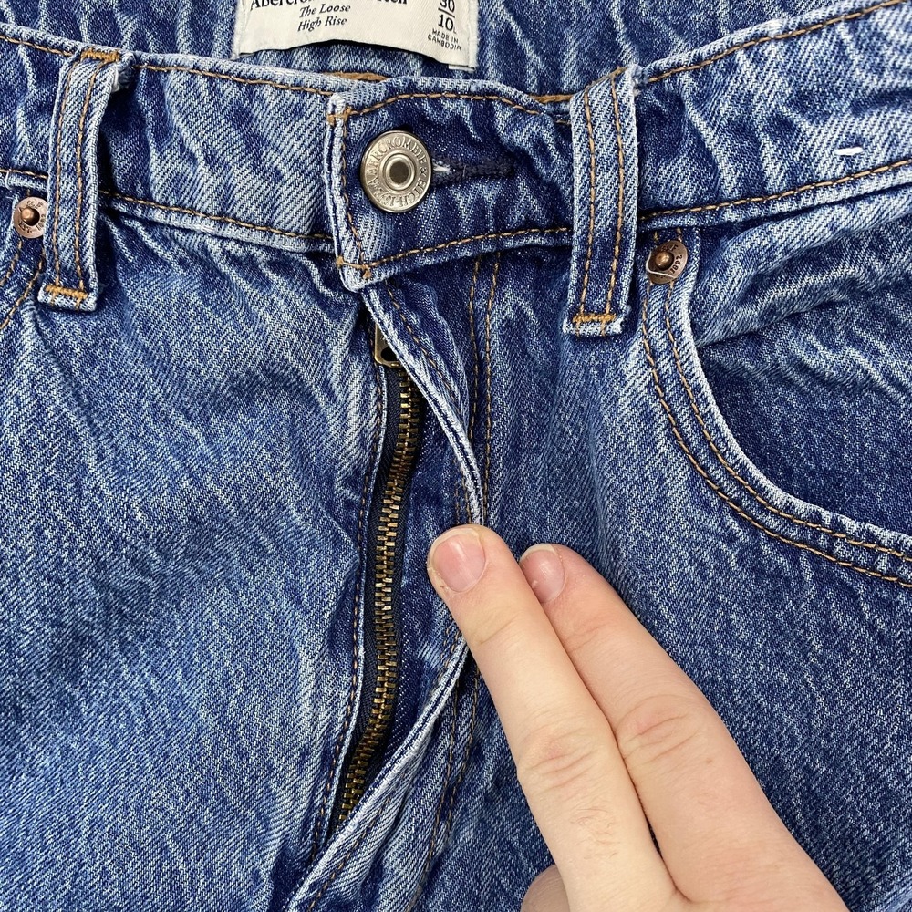 Abercrombie & Fitch Loose High Rise Jeans Womens 30 Blue Straight Relaxed Denim - Picture 7 of 14